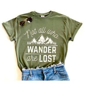 Not All Who Wander Are Lost Graphic Tee, Boho White Screen Print Shirt for Women